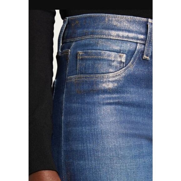 L'Agence El Matador French Slim in Fremont Gold Glitter Coated Ankle Jeans NWt S - Picture 2 of 8